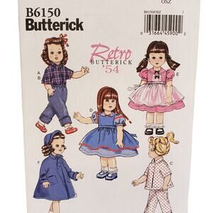Butterick 18 Doll Clothes Sewing Pattern B6150 Retro 50s Doll Clothes UNCUT